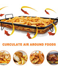 Crisping Oven Basket For Air Fryer Replacement Part Nonstick Stainless Steel Crisper Tray with French fries, 13x11x3.3 inches.