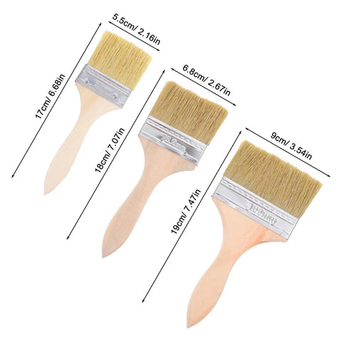 Do It All Three Piece Wood Handle Paint Brush Set With Natural Bristle featuring three sizes, ideal for walls, furniture, decks.