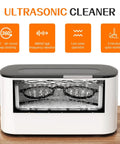 Ultrasonic Jewelry Cleaner 600ml Sonic Cleaner With Digital Timer showing glasses inside, demonstrating cleaning process.
