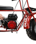 Side view of red mini bike with Recoil Pull Starter For Predator 196cc 212cc 6.5hp engine, highlighting starter mechanism.