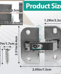 Two Piece Adjustable Pie Cut Corner Cabinet Hinge With Heavy Duty Nickel Plating and Quick Height Tuning for Smoother Door Swing dimensions and details shown.