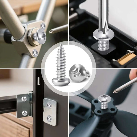 Go-To Assorted Self Tapping Screws Kit For Wood And Drywall With 100 Pcs Of 304 Stainless Steel Truss Head Sheet Metal Screws in use