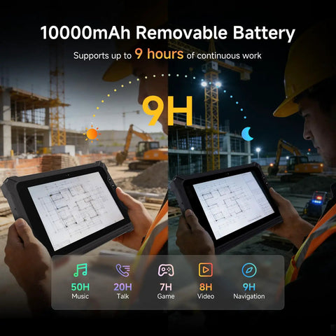 Hardcore 10.1 Inch Android 14 Industrial Tablet With Built In Zebra Barcode Scanner Heavy Duty 8GB Ram 128GB Storage Drop Resistant Rugged PC for warehouse tasks.