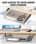 Slide Out Under Desk Storage Drawer Metal Cable Management Tray With Self Adhesive Mount No Drill Needed Under Table Organizer