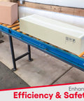 18 Inch Wide Galvanized Steel Light Duty Gravity Conveyor With Polyurethane Rollers And 530 Lbs Capacity For Shipping Assembly Lines Kayak Boat Woodworking Projects Smooth Operation with boxes on rollers.