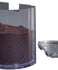 Home Barista Ready Burr Coffee Grinder With 12 Grind Settings And 8 Oz Capacity, clear grounds container with lid removed