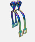 Roller Ball Horse Spurs With Dope Multi Color Stainless Steel Rainbow Finish for English Riding showing roller ball detail