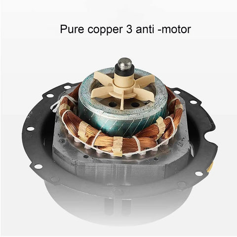 Heavy Duty Misting Pedestal Fan Delivers Badass Cooling Flow With Three Speed Levels For Gyms Workshops Or Grow Rooms Sweeps Hot Air Away Runs Dead Quiet Through The Work Week motor showing pure copper construction.