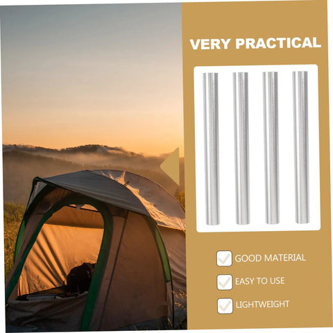Image of 16 Piece Aluminum Tent Pole Repair Tube Connector Kit For Snappy Pole Fixes And Lightweight Camping Accessory For Dome Cabin Tents Perfect For Camping Trips And Easy Assembly next to a dome tent at sunrise.