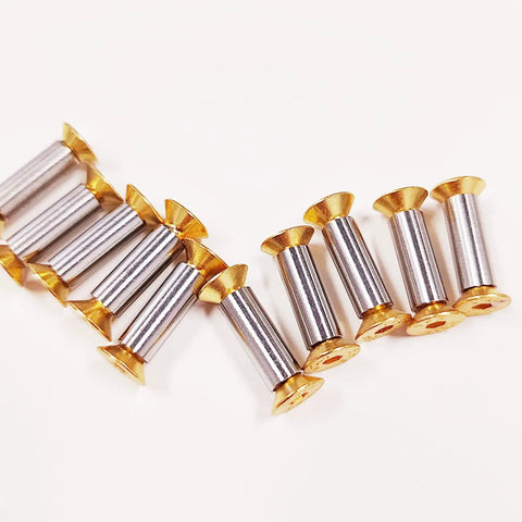 10 Pieces Knife Handle Hardware Kit M4 Screws Nuts Bolts Rivets With Flat Hex Head Gold Finish For Knife Repair Custom Grips And Gear Building Dope Quality