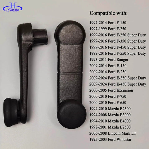 Window Crank Handle Replacement Textured Black For Ford F150 F250 F350 F450 F550 Super Duty E150 E250 Ranger Lincoln Mark LT Mazda B2300 Replaces 767MX F37Z1023342A Durable Manual Window Upgrade For Classic And High Mileage Trucks And Vans.