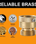 5 Pack Lead Free Brass 3/4 Inch MHT Hose Bibb Connector Backflow Preventer Vacuum Breaker Anti Siphon Fitting close-up