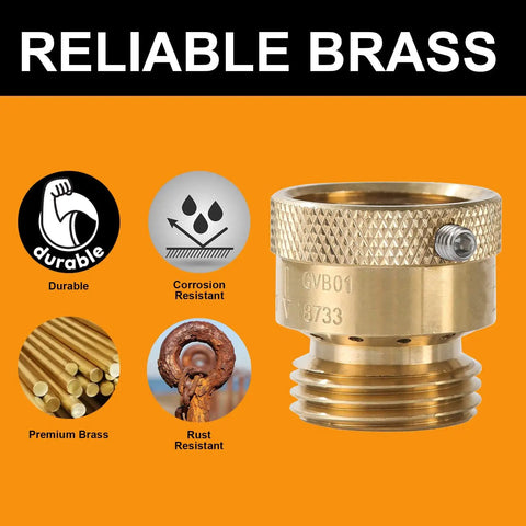 5 Pack Lead Free Brass 3/4 Inch MHT Hose Bibb Connector Backflow Preventer Vacuum Breaker Anti Siphon Fitting close-up