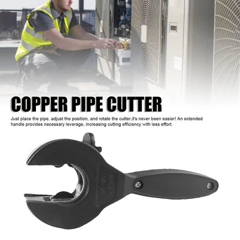 Copper Pipe Cutter Ratchet Tubing Cutter Made From Steel For Plumbing HVAC And Auto Repairs Heavy Duty Workhorse Pro Grade Tool Delivers Smooth Accurate Cuts Durable Construction For Daily Use, shown with HVAC unit.