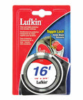 Rock Solid 16 Foot Tape Measure With Slick Power Return And High Viz Yellow Blade Featuring Laser Clear Numbers And Swivel Belt Clip on packaging.