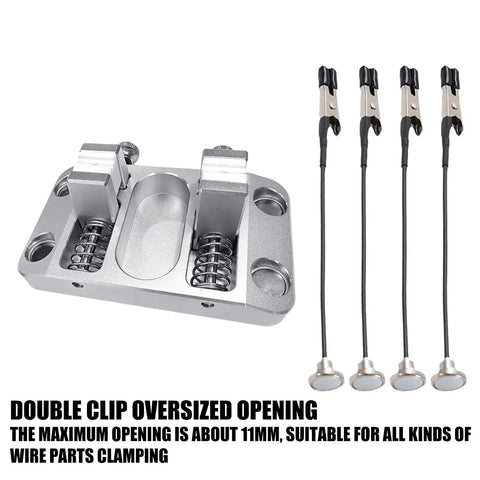 Khbyt Heavy Duty Aluminum Welding Clamp With 4 Strong Magnets And Temp Resistant Jaw, featuring double clips and wires for versatile clamping.