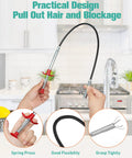 25 Inch Drain Clog Remover 7 Pack with flexible hair snake hooks and grabber stick for tackling clogged pipes in kitchens.
