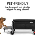 Beast Foldable Wagon With Tailgate Cargo Net 55 Inch Long 26 Inch Wide 600L Capacity All Terrain Wheels with dog on tailgate.