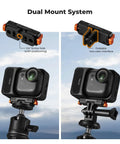 Magnetic Quick Release Mount For Insta360 Go Ultra With 1/4 Inch Screw Hole shown on tripod with foldable connector.