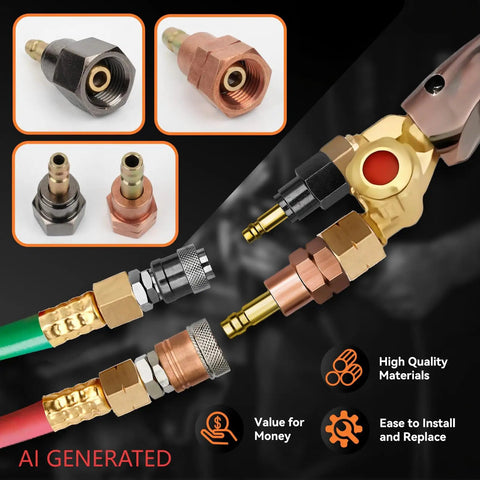 Oxy Acetylene Torch Quick Connect Fittings Fit Nine Sixteenths Inch B UNF Threads Heavy Duty Reusable Quick Connect Adapters