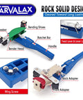 CAVALAX 90° ratcheting tube bender kit with blue handle and seven color-coded aluminum bending heads