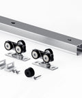 Eight Foot Sliding Pocket Door Hardware Kit With Aluminum Box Rail Track, Commercial Grade Concealed System For Smooth Quiet Operation