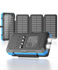 All-In-One Solar Power Bank 49800mAh With 4 Built-In Cables And 3 Foldable Panels, 22.5W PD Fast Portable Charger, USB C In And Out