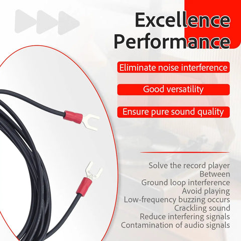 Upgrade Your Vinyl Setup With This Six Foot Ground Wire For Magnetic Cartridge Turntables designed to eliminate hum and static electricity with spade lugs.