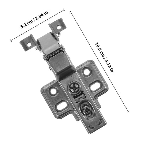 Close-up of 4 Pack Black Stainless Steel Inset Cabinet Hinges With Aluminum Frame for Quiet Kitchen Cabinets showing dimensions