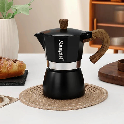 Stovetop Espresso Maker Moka Pot For Home Barista Quality Espresso 6 Cup 10 Oz Black Greca Italian Style Coffee Brewer