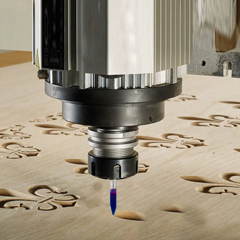 Fifteen Degree V Groove Engraving Router Bit Pro Grade With Five Thousandths Inch Tip And One Quarter Inch Shank Nano Blue Coat used for wood carving