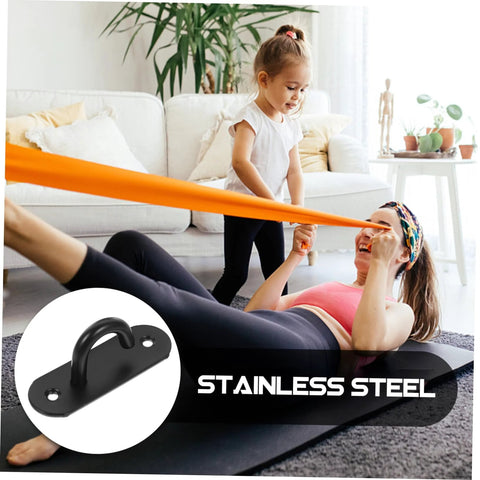 Stainless Steel Wall Mount Exercise Strap Anchors 3 Pack For Resistance Bands Heavy Duty Safety Hooks shown indoors