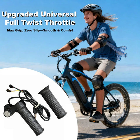 Full Twist Ebike Throttle With Key Lock, Waterproof 3 Pin Design, Easy Install Plug And Play 22mm Handlebar Fit, Universal Voltage For Electric Bicycles And Scooters, Anti Slip Grips For Secure, Smooth Rides On 22mm Handlebars