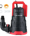 Heavy Duty 1HP Submersible Sump Pump Handles 3960 GPH Grind Inside A Tough Thermoplastic Shell For Hassle Free Basement Flood Cleanup and accessories.