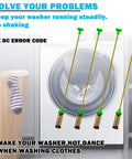 BeefedUp Washer Suspension Rod Kit With Thick Springs HeavyDuty 4 Pack Replacement next to front-load washer graphic.
