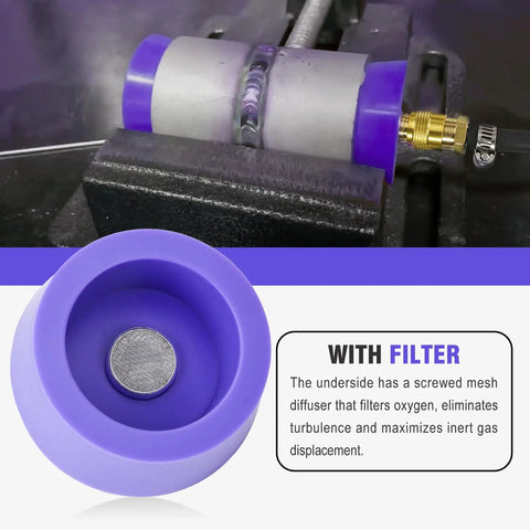 Silicone Purge Plugs Kit For Pipe Welding 0.9 To 4.0 Inch Back Purging Set with purple plug and filter detail