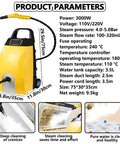 Ditch the harsh chemicals and scrubbing. This 3000W Handheld Steam Cleaner features a 3.5L tank with steam pressure specs.