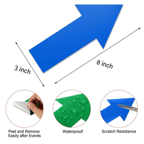 40 Piece 8 Inch Arrow Sticker Set Removable Adhesive Directional Floor Decals Waterproof Arrow Marking for Signs Warehouses Gyms