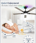 Modern 52 Inch Smart Ceiling Fan Provides Super Chill Airflow And Bright Dimmable Led Lighting seamlessly integrated into a cozy bedroom setting.