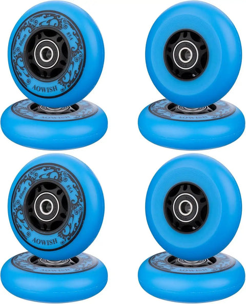 Eight Pack Inline Skate Wheels 76mm 85A Replacement Wheel Set For Outdoor And Indoor Use Blue Ideal For Street Rinks And Park Sessions