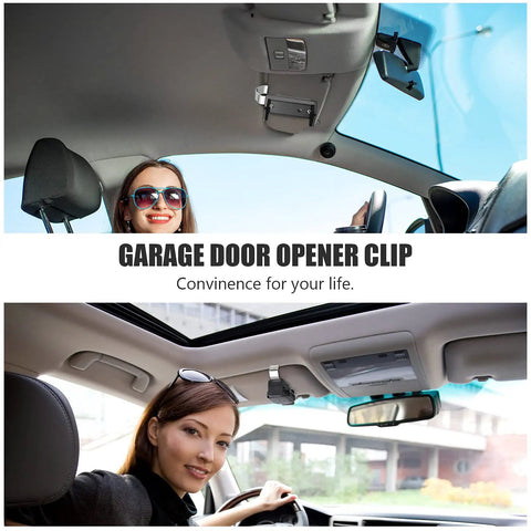 Universal Car Garage Remote Visor Clip Holder For 1.7 To 2.8 Inch Remotes installed in car, visible from inside.