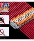 Lever Wire Nut Connector For DIY Wiring And No-Fuss Home Upgrades, Push-In Electrical Terminals shown with red wires