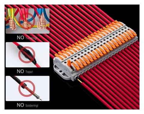 Lever Wire Nut Connector For DIY Wiring And No-Fuss Home Upgrades, Push-In Electrical Terminals shown with red wires