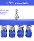 Four Way Air Manifold One Quarter Inch Air Hose Splitter Industrial Quick Connect Fitting With Four Couplers Plug