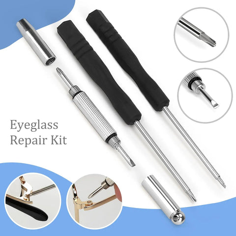 No Sweat Gold Eyeglass Repair Tool Kit With Heavy Duty Screwdriver Set Loaded With Tiny Screws Air Cushion Nose Pads Smart Tweezers