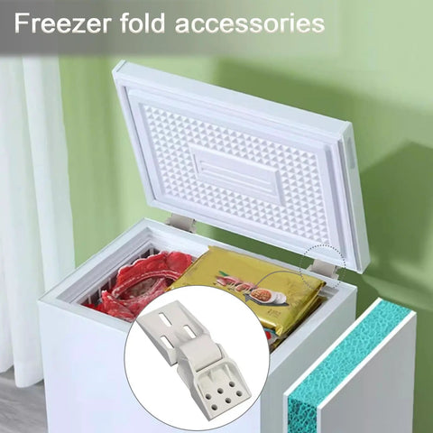 Two Pack Chest Freezer Plastic Hinge Universal Replacement With Screw installed on chest freezer, lid open