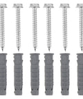 Ribbed Plastic Wall Anchors And Carbon Steel Screws Kit For TV Bracket Mounting Heavy Duty Rust Resistant Suitable For Drywall And Hollow Walls 6 Anchors And 6 Screws, six anchors and screws