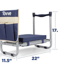 Side view of Foldable Garden Kneeler And Seat 2 In 1 Heavy Duty Bench with 10 inch wide detachable kneeling pad and tool bag.