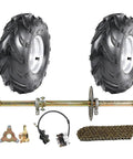One Inch Go Kart Live Axle Kit For Quad Trike And Golf Cart With 16x8-7 Tubeless Wheels Tires Rim Chain Sprocket And Brake Master Cylinder