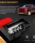Badass Heavy Duty Battery Distribution Fuse Block Replacement Fits Chevy Silverado Gmc Sierra Cadillac Escalade Yukon Tahoe Suburban Factory Oem 84354716 22985570 showing fuses in red and black housing for durability.